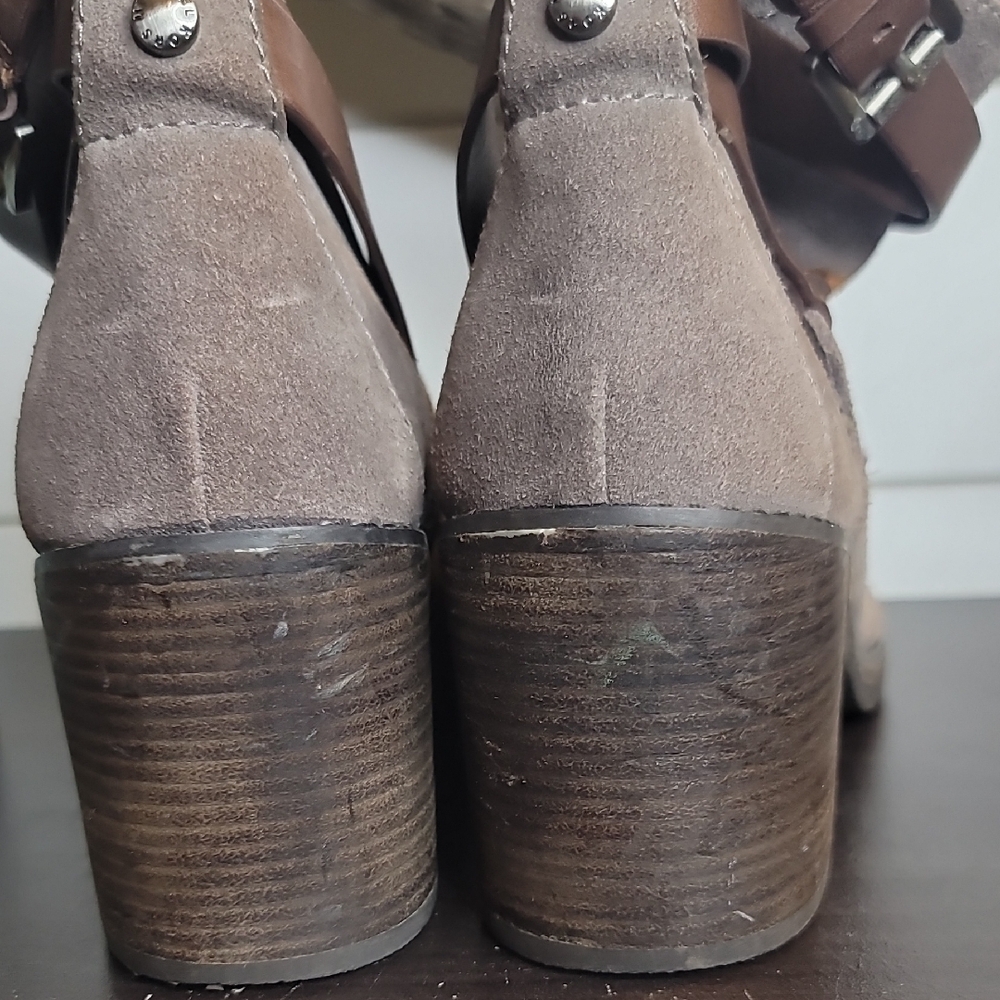 Michael Kors Gray Ankle Boots with Brown Leather Straps - Picture 5 of 5